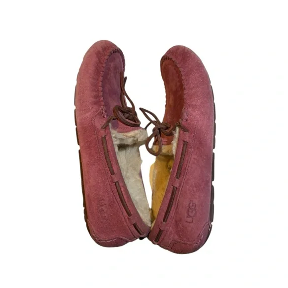 UGG Mauve Suede Moccasin Slippers Size 7 - Picture 5 of 10